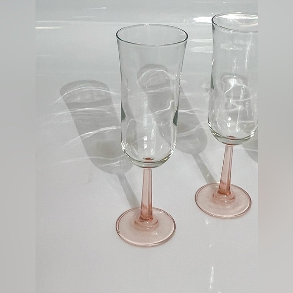 Vintage Luminarc Pink Rosé Stem Champagne Glasses Set of 4 - Picture 3 of 9